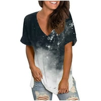 Žene ljetne majice Ležerne prilike, tiskani kratki rukav Top V izrez Tunic Tenk topls TEE bluza