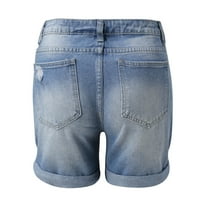 ManXivoo kratke hlače za žene Žene Ljetne hlače Jeans High Squik Slim Hort hlače sa džepovima Sklade za teretane Žene Jean Stars Plave