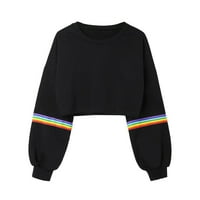 Majice za žene s prugama s dugim rukavima kratka dukserica Jumper crni pulover Top veličine s