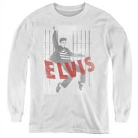 Trevco Elvis Presley & Iconic Pose Youth Majica s dugim rukavima, Bijela - Extra Service