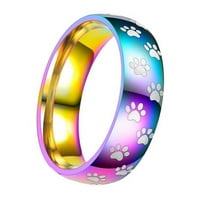 CXDA Muškarci Žene Slatke životinjske šape Ispiši titanijum čelični prsten za prsten za rođendan za