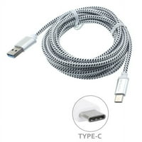 Crna kožna kućišta Torbica W Bijela izdržljiva pletenica 6ft dugačak tip C kabel Brzi naboj USB žičana