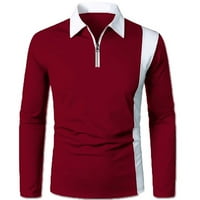 Qiaocaity Fall Polo majica za muškarce Muške modne patchwork košulja s dugim rukavima s dugim rukavima