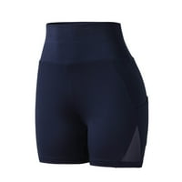 Wofeydo joga hlače, žene visoke struke joge kratke hlače sa bočnim džepovima vježbanje trčanje atletski biciklističke kratke hlače, kratke hlače za teretane Mornarice XL