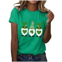 Zelene majice CETHRIO za žene u St Patricks Day - Ležerne prilike sav dan tiskani kratki rukav okrugli