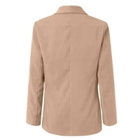 Njshnmn Blazers za žene Business casual gumb s dugim rukavima Business Casual Blazer jakne, Khaki, S