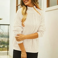 Pad džempera za žene grafički casual dugih rukava džemper od laganog pulover sa pulover s visokim vratom
