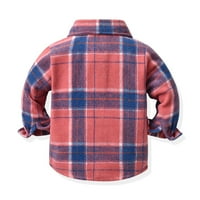 Penkiiy Toddler Baby Flannel košulja jakna plairana dugme za dugih rukava dolje močvarice Dječaci Dječji