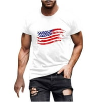 Penkiiy Men Casual Okrugli izrez 3D digitalni nacionalni zastava Štamparija Fitness Sportski kratkih rukava majica XXL Bijeli ljetni posao