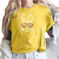 Thirt Ženska klirens Trendi Uskrsni majica Rabbit Print Top Labavi bluza s kratkim rukavima