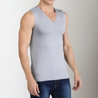 Wendunide polo majice za muškarce muške ljetne ledene svile bez tanke prozračne čiste boje V-izrez bez rukava bez rukava