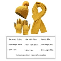Žene zimske pletene toplom šeširom + dugi šal + rukavice set kape za žene muškarci - žuti