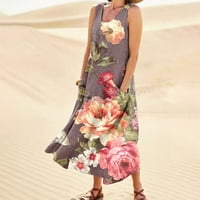 Ženske ljetne haljine haljine za odmor na plaži Boho haljine cvjetne tiskovine bez rukava za sunčanje