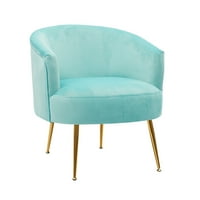 Komforna baršunasta akcentna stolica, moderna tapacirana kadica za stolica za dnevnu sobu na fotelji sa zlatnim metalnim nogama za recepciju, čitaonica, kuća i kancelarija, cijan plava