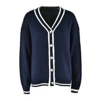 Ženski pleteni džemper Cardigan jesen otvorena prednja kaput dugi rukavac V izrez punog boja Duks pune