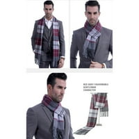 Amshibel Muški poslovni kašmir Scotland Soft Scarf Wool Provjeri vunene vunene zimske hlače sa dugim