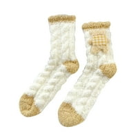Žene 3D labave i udobne koralne čarape za velvet zadebljale su se zimi kako bi se ugrijali kod kuće za spavanje zadebljane čarape na kućnim podnim čarapama čarape žute boje