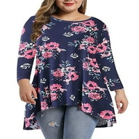 Žene plus veličina majica casual cvjetni tunični rukav Tun na vrhu pljeskalice
