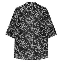 Mrat Cardigani za žene Trendi Šifonska štampana zaštita od sunca Ljetni kardigani za žene lagana lagana jakna bluza na plaži pokrivaju kardigan bluza crna xl