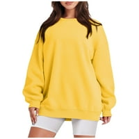 Dukseri za posade Žene pogranike prevelike duksere s dugim rukavima čisto kolor okrugli vrat casual pulover majica žuti s
