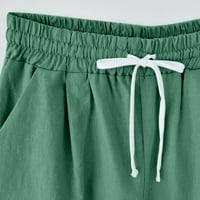IOPQO široke pantalone za noge za žene Ljeto pamučno posteljina maslačka pantalona hlače kratke hlače