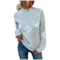Ženske pletene odjeće Božićne pahuljice pola kornjače Božićni džemper Lightblue S