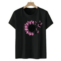 Sunflower ružičaste vrpce patchwork košulje za žene kratki rukav okrugli vrat Shirts Shirts Shers