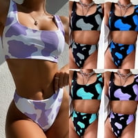 Ženska krava za štampanje bikini set push-up brazilski kupaći kostimi kupaći kostim, ljubičasta