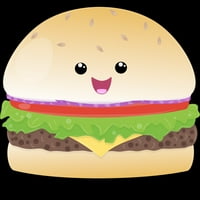 Slatka sretna kawaii hamburger crtani film Muške crne grafički tee - dizajn od strane ljudi l