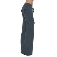 Daqian Plus Veličina Ženske hlače Žene vježbanje tajice Stretch Struk dugme Pocket Yoga teretana Loose