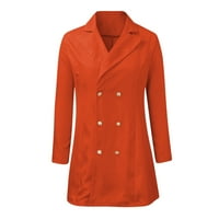 Ženske jakne i odijelo Ženska ležerna lagana težina tanka dugačka jakna Tanak kaput dugi rukavi dolje niz džepni kaputi za kapute Blazers za žene Business Casual Orange XXL