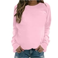Ženski dukseri Crew Crt dugih rukava pulover vrhove pulone boje casual comfy duksevi, pada modne odjeće ružičasta xxl