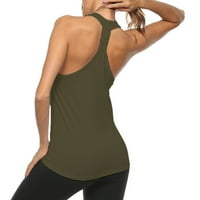 Hanas Tops Fashion Women Slatka Camisole Yoga Majice ActiveWer Sexy Sport Cisterna Vrhunska vojska Green M