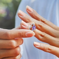 Prirodna ametista cirkonija srebrni prsten modni vjenčani prsten nakit u obliku srca