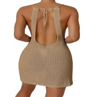Crochet Cover Ups za žene šuplje odljevne halter bikini kupaćim košuljima za riblje mreže