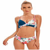 Ženski kupaći kostim za kupaći kostim cvjetni čipka u up V izrez Dvije kupalište, plavo-3, 3xl