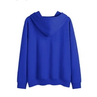Bluze za ženske ležerne print labave dugih rukava dukserica okrugla vrat modni pad kretanja vrhova plavih