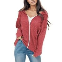 FSqjgq Zip up dukseve za žene modni pad dukserice čvrsti dugi rukav džemper Y2K vrhovi zimski pad jakne, crveni xxl