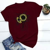 SunhillsGrace majice za žene Crew Crt Clores Cloreve Cloreve Print Summer Slatka cvijeća Buket Sunflower