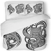 Posteljina set Maori Tattoo dizajn polinezijski plemenski ruk ramena cvjetna crna boja dvostruke veličine prekrivača sa jastukom za kućnu posteljinu uređenje sobe
