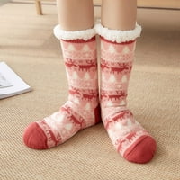 Gobestart Božićne žene Pamučne čarape Ispiši debljine čarape protiv klizanja čarape za tepihe