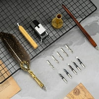 Whigetiy Retro Dip olovka Kit Drvena olovka Set Quill DIP Olovka Klasična WA Sealet Kit za gotičke kaligrafijske