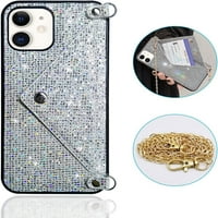 za futrolu za iPhone Mini Bling za žene, sjajni dijamantski šljokica s malim kreditnim karticama Nosač
