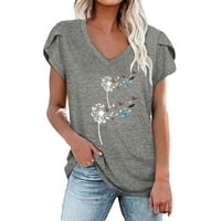 Majice za ženske majice za žene Ležerne prilike za petal cvjetni elegantni bluze V izrez plus veličina