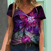 Yyeselk cvjetni vrhovi za žene V izrez Moda slatka casual majice Prodaja stalne klirence Regular Fit