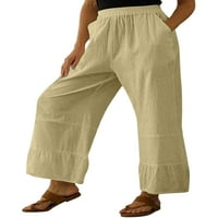 Cindysus WomenGy elastične strugosne pantalone dame boho dno na srednjim strukom ljeta široka noga labava