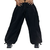 Žene labave teretne hlače Solid Boja nisko struka Droggers pantalone sa džepovima Ležerne ulice
