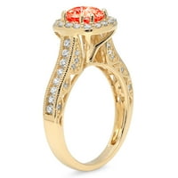 2.7ct okrugli rez Crveni simulirani dijamant 14k žuti zlatni angažman halo prstena veličine 10,25