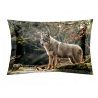 Komplet za životinje - posteljina za posteljinu Wild Wolf 3D štampani - kralj sa jastukom - vučji pokrivač