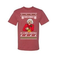 Divlji Bobby Betty White Sanjam o bijelom ružnom božićnom muškarcu Grafički tee, vintage Heather Crvena,